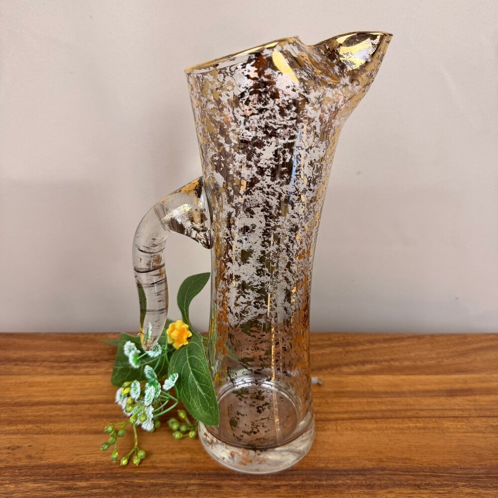 Vintage Mid-Century Modern Gold Spatter Glass Cocktail/Martini Pitcher